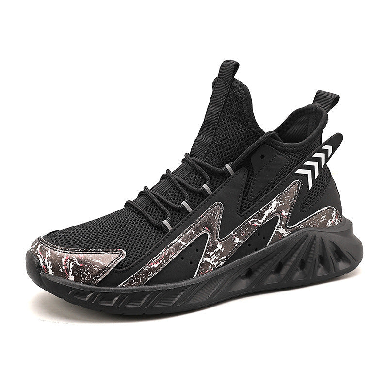 Dames comfortabele hardloopschoenen met gebreid bovenwerk – Wit en Zwart – Wit