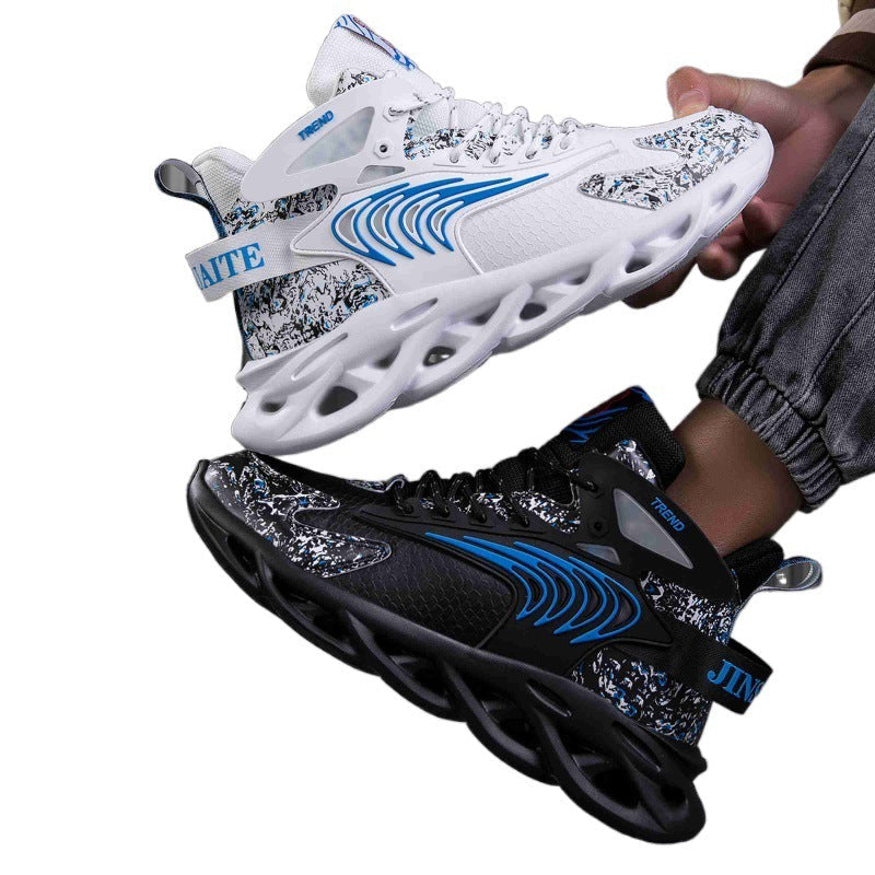 Dames sportieve hoge sneakers met dempende zool – Wit en Zwart – Zwart