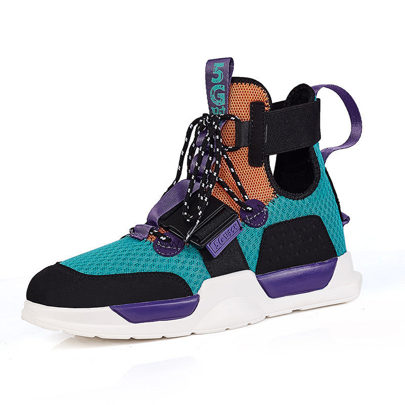 Dames sportieve hoge sneakers met verstelbare banden – Roze