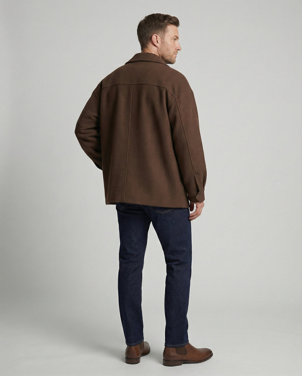 Heren wollen jas met bruine uitvoering en retrolook – Bruin